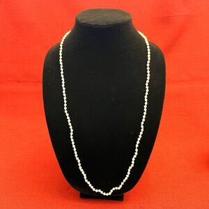 Vintage 32" Pink Individually Knotted Crystal Glass Beaded Necklace